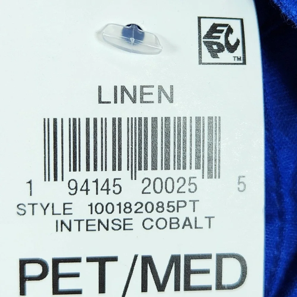 INC International Concepts Button Front Shirt Womens PM Blue Linen Blend Utility